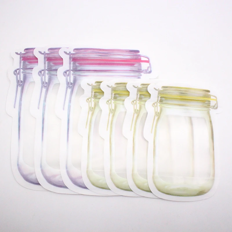 30Pcs Mason Jar Bottles Bags Food Storage Bag Snack Sandwich Ziplock Bags Reusable Airtight Seal Storage Bags Leakproof Food