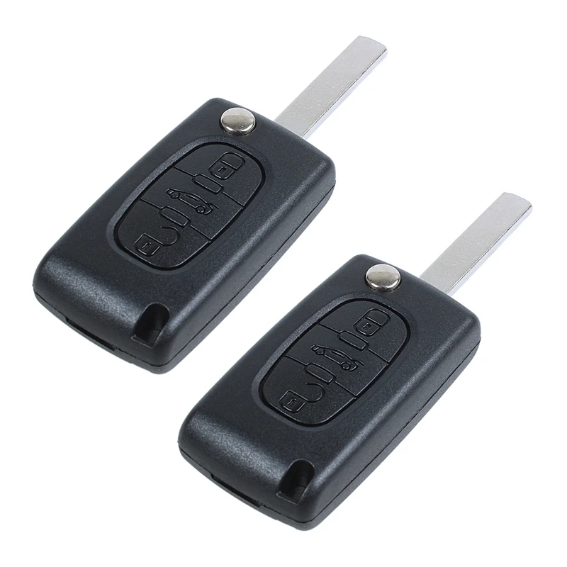 2X Key Remote Shell For Peugeot 407 And 407 SW Foldable 3 Buttons