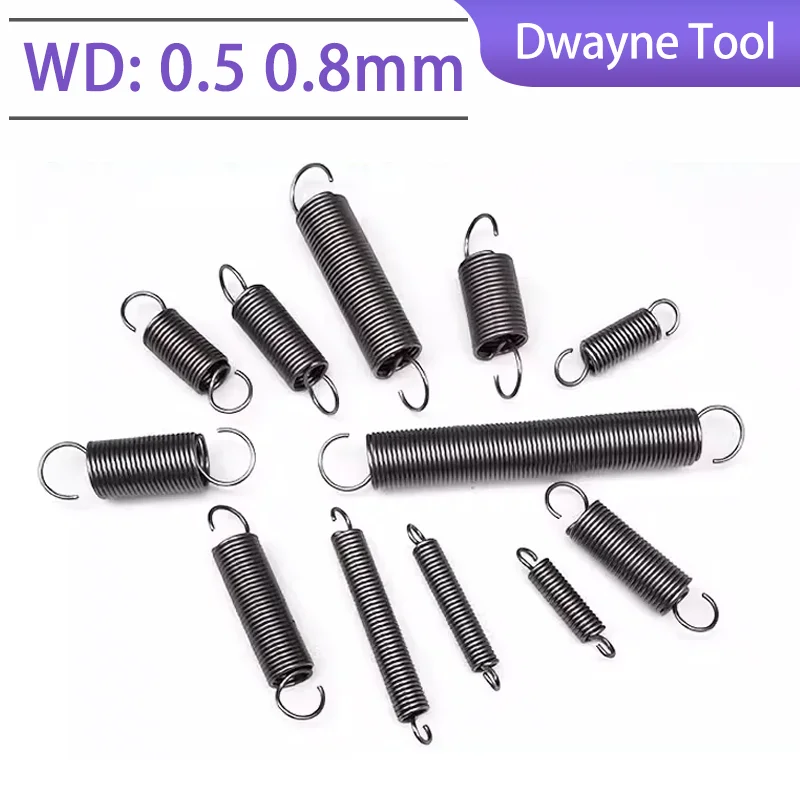 

0.5mm&0.8mm 65MN Spring Steel Open End Extension Springs - High Precision Tension Hook Springs for Machinery & Automotive Repair