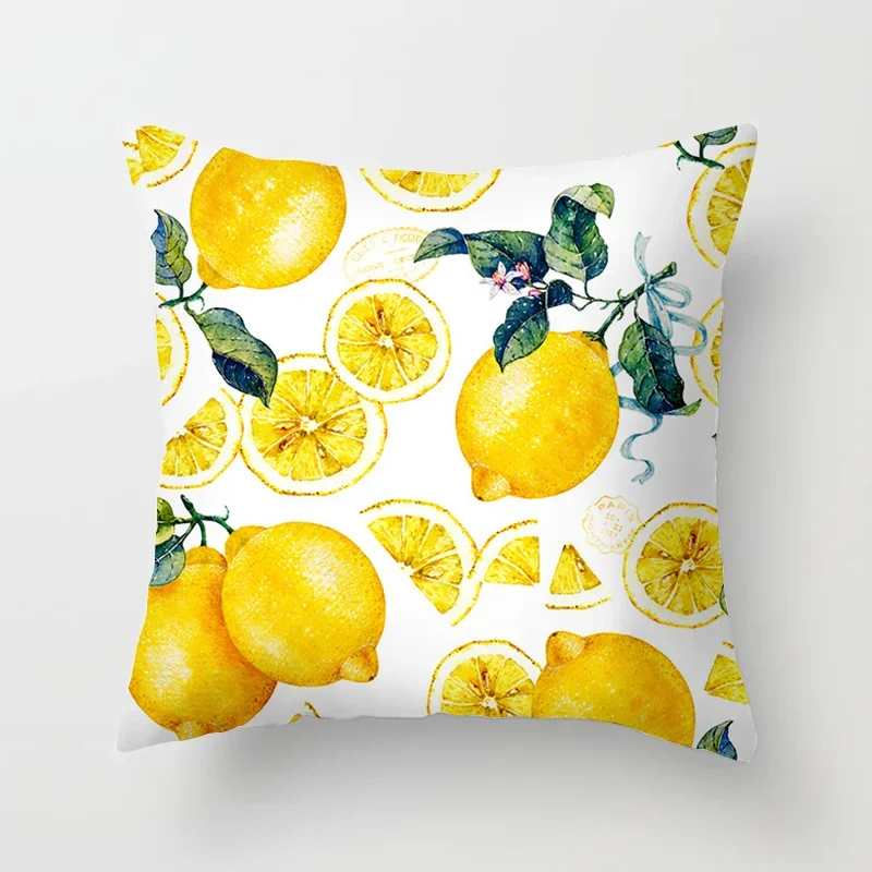 Home Decor Yellow Lemon Pattern Summer Cushion Cover Pillow Sofa Decorative