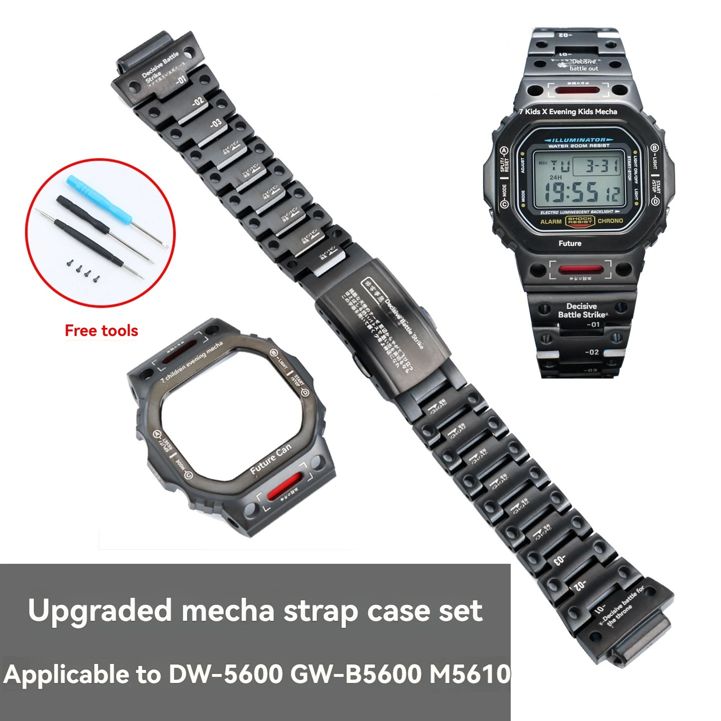 stainless-steel-case-band-modification-kit-for-casio-g-shock-dw-5600-gw-b5600-m5610-square-watch-mecha-style-replacement-access