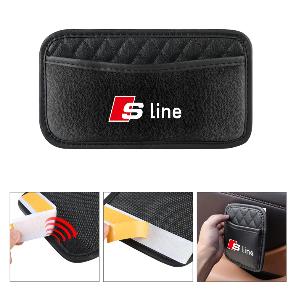 1pcs Car leather Storage Bag Mobile Phone Organizer Bag For Audi Sline A3 A1 A4 A6 B8 A5 B7 C7 A7 A8 B9 B6 C6 Q2 Q3 Q5 Q7 Q8 TT