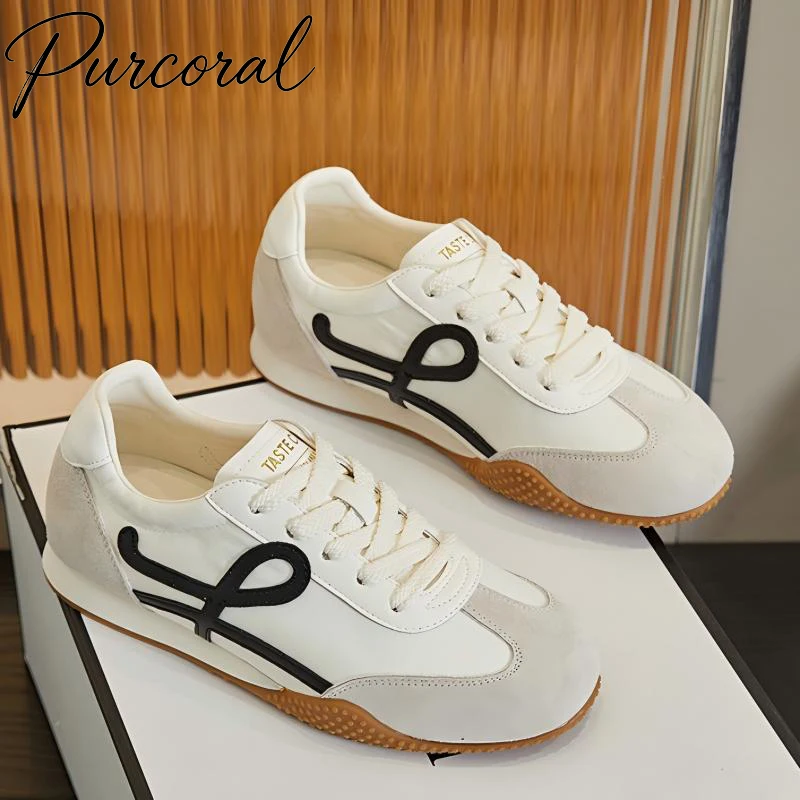 Purcoral Women's Retro Training Shoes Print Sneakers Ladies Soft Sole Light Casual Running Shoes Fashion Flat Sports Footwear
