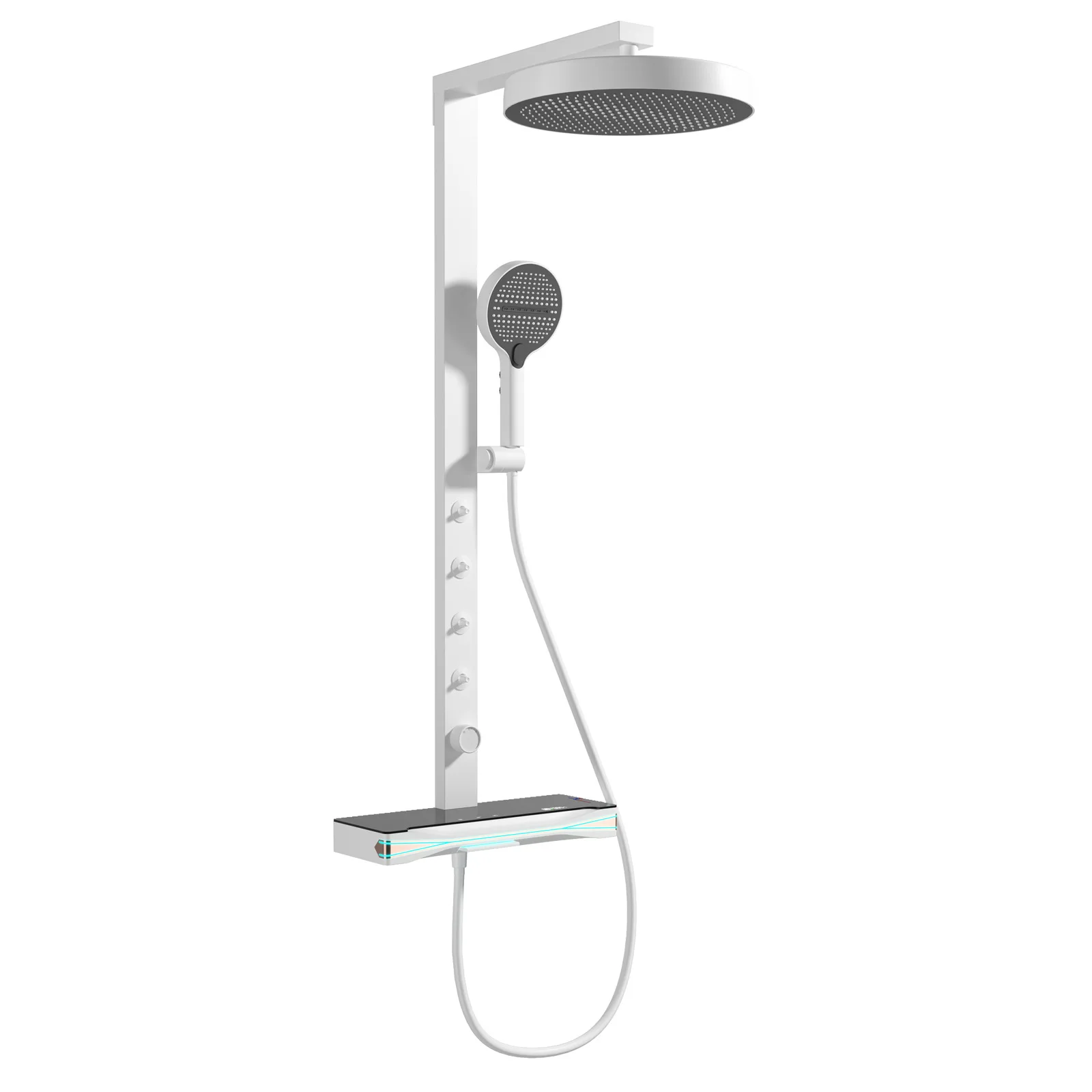 Three-function Thermostatic With Storage Ambient Light, Bathroom Surface Shower, White Wall Shower Set