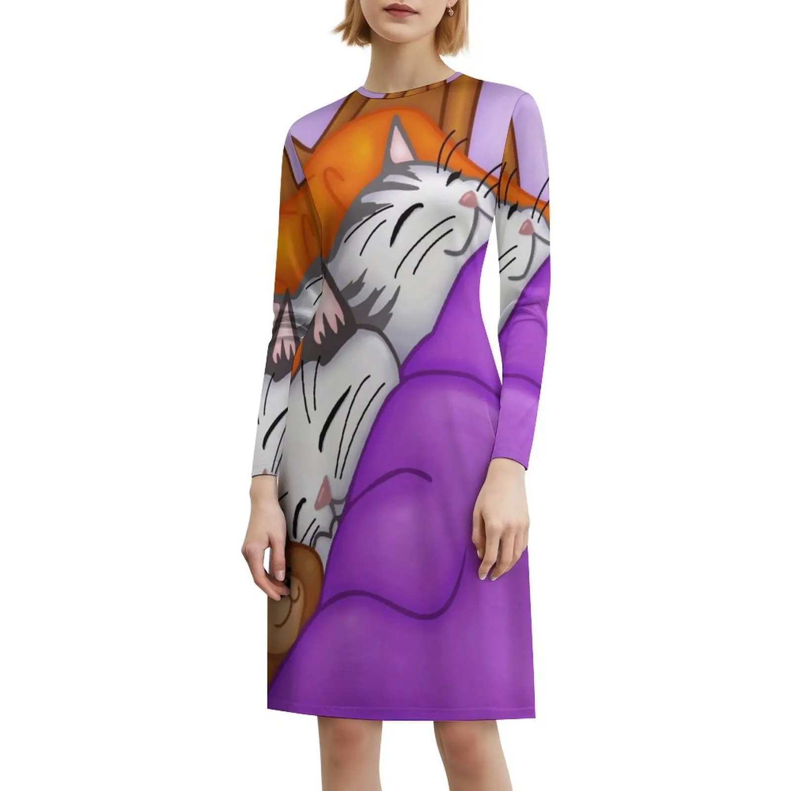 فستان قيلولة الظهر للقطط ذو فتحة عنق على شكل قلب فستان حفلات صيفي أنيق للنساء غفوة متفوقة ذيل القطط نعسان Zzz #6