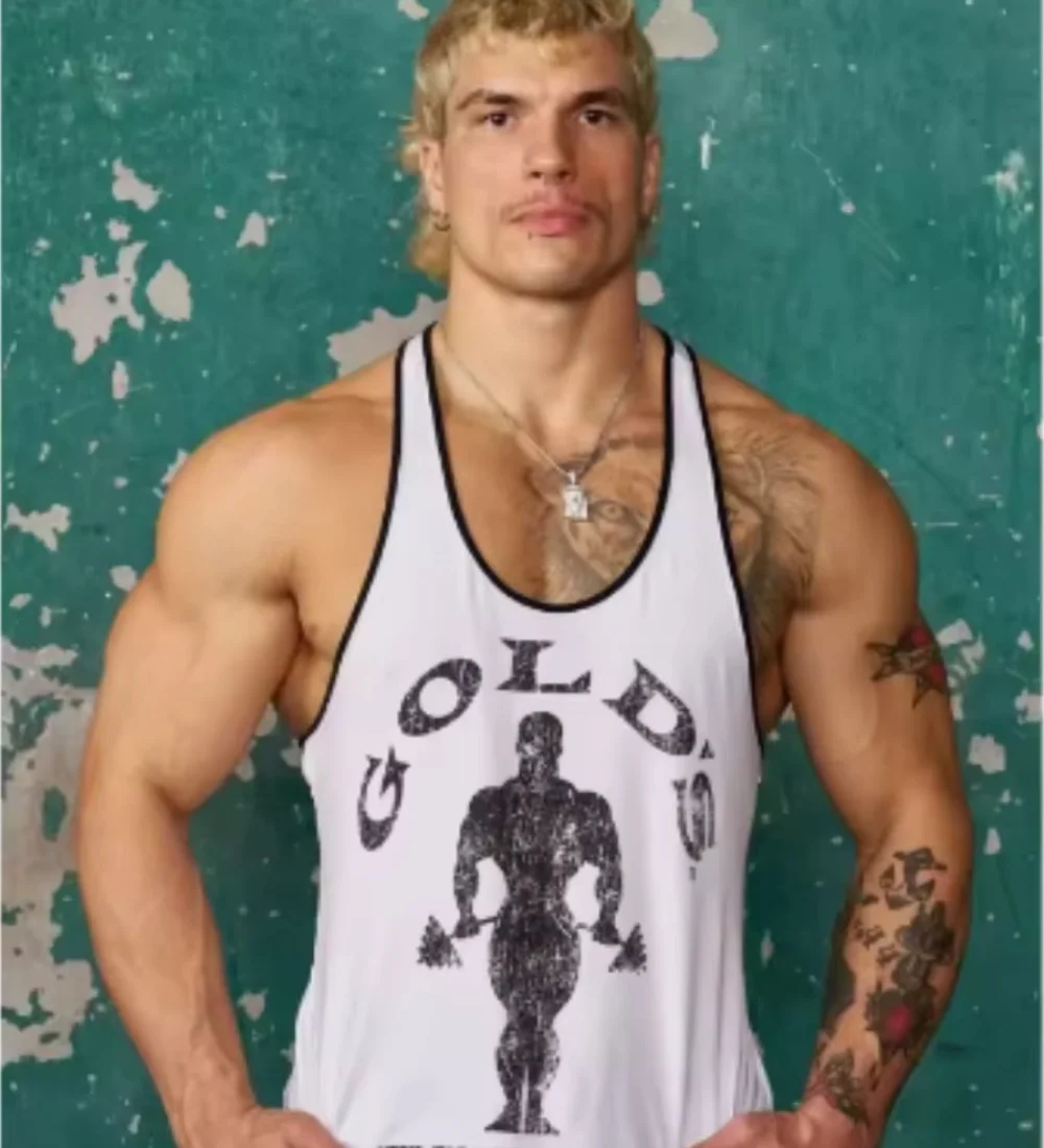 2025 adult explorer vest New men's vest outdoor running training sports fitness quick-drying breathable cotton printed top image 6