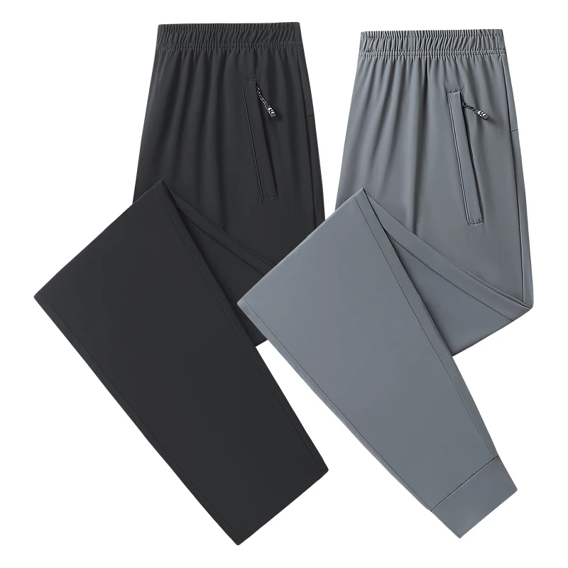 Summer Outdoor Running Fitness Sports Leisure Breathable Quick Drying Straight Leg Pants Men Fashionable Ice Silk Casual Pants