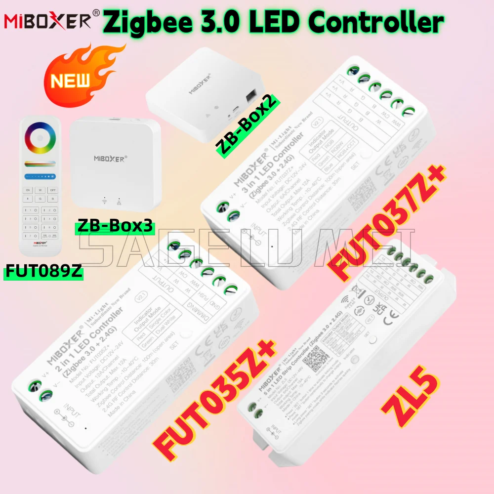 

New FUT035Z/FUT037Z&ZL5 Zigbee 3.0 Smart Dimmers for Single Color/RGB/CCT/RGBW LED Strips RF Remote FUT089Z ZB-Box2/ZB-Box3