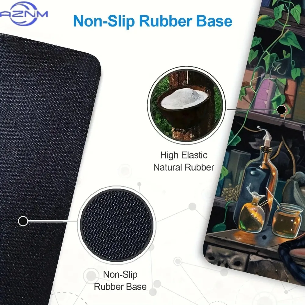 Halloween Black Cat Witch Themed Mouse Pad, Non-slip Rubber Base Desk Mat for Office & Gaming