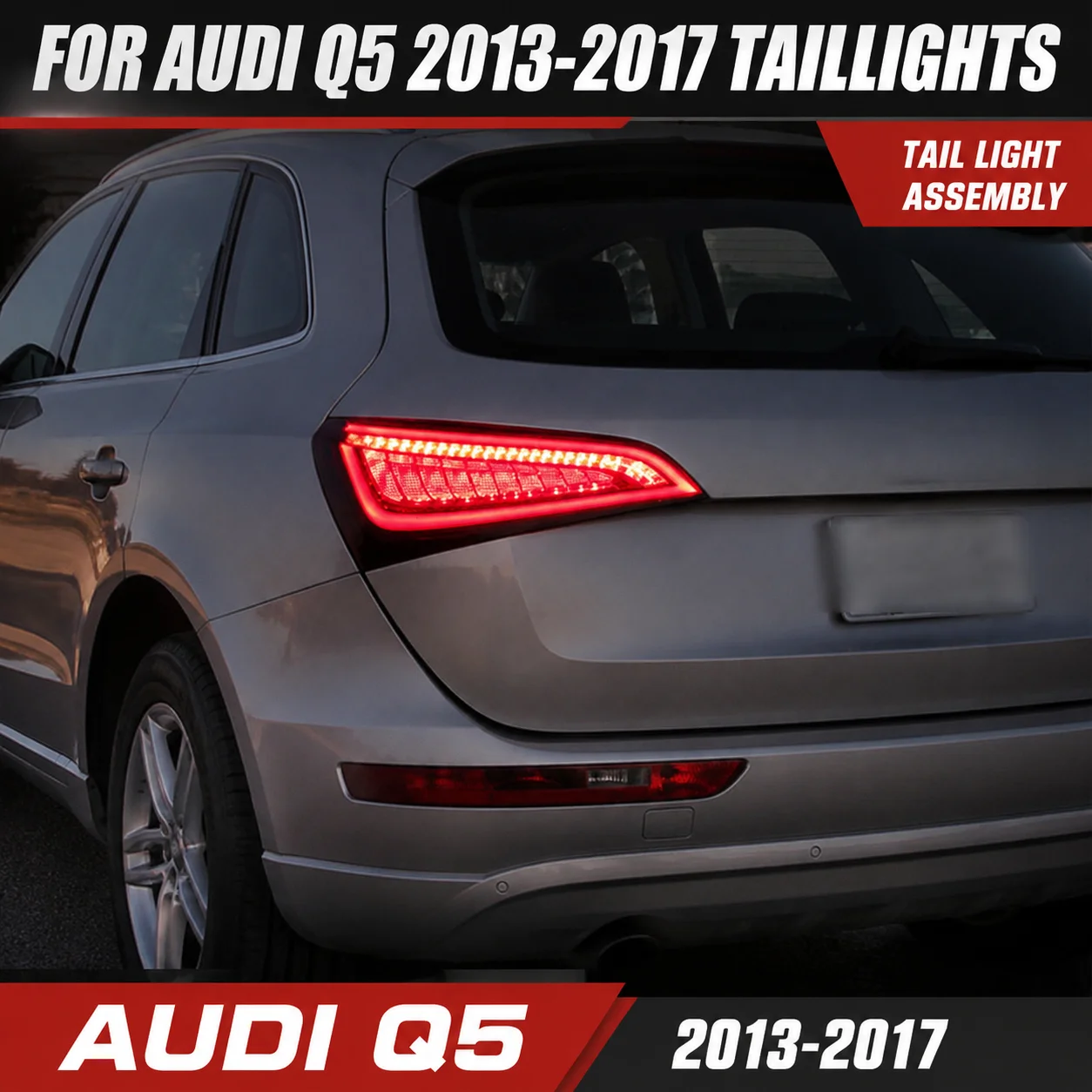 For Audi Q5 2013‑2017 Rear Tail Light Brake Turn Signal Lamp Waterproof Replacement Assembly Auto Light Part