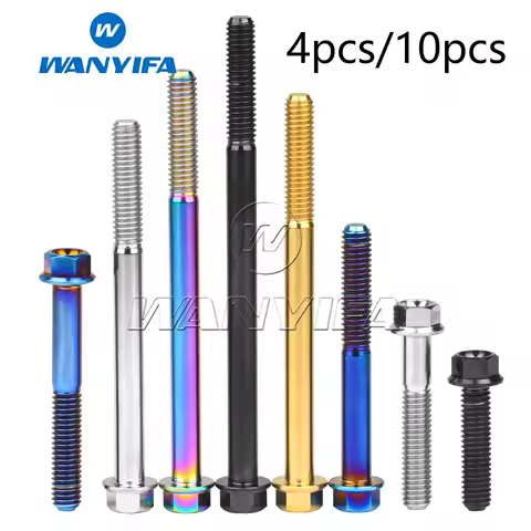 Wanyifa Titanium Bolts M6x10~100mm Small Hex Head Flange Screw for Bike Motorcycle 4/10pcs
