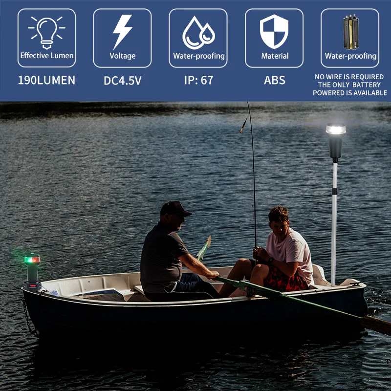 Boat Kayak Portable Navigation Led Lamp All Round White/Multi-Light Color Adaptors Light  AA Batteries(Not Included) ANHEART