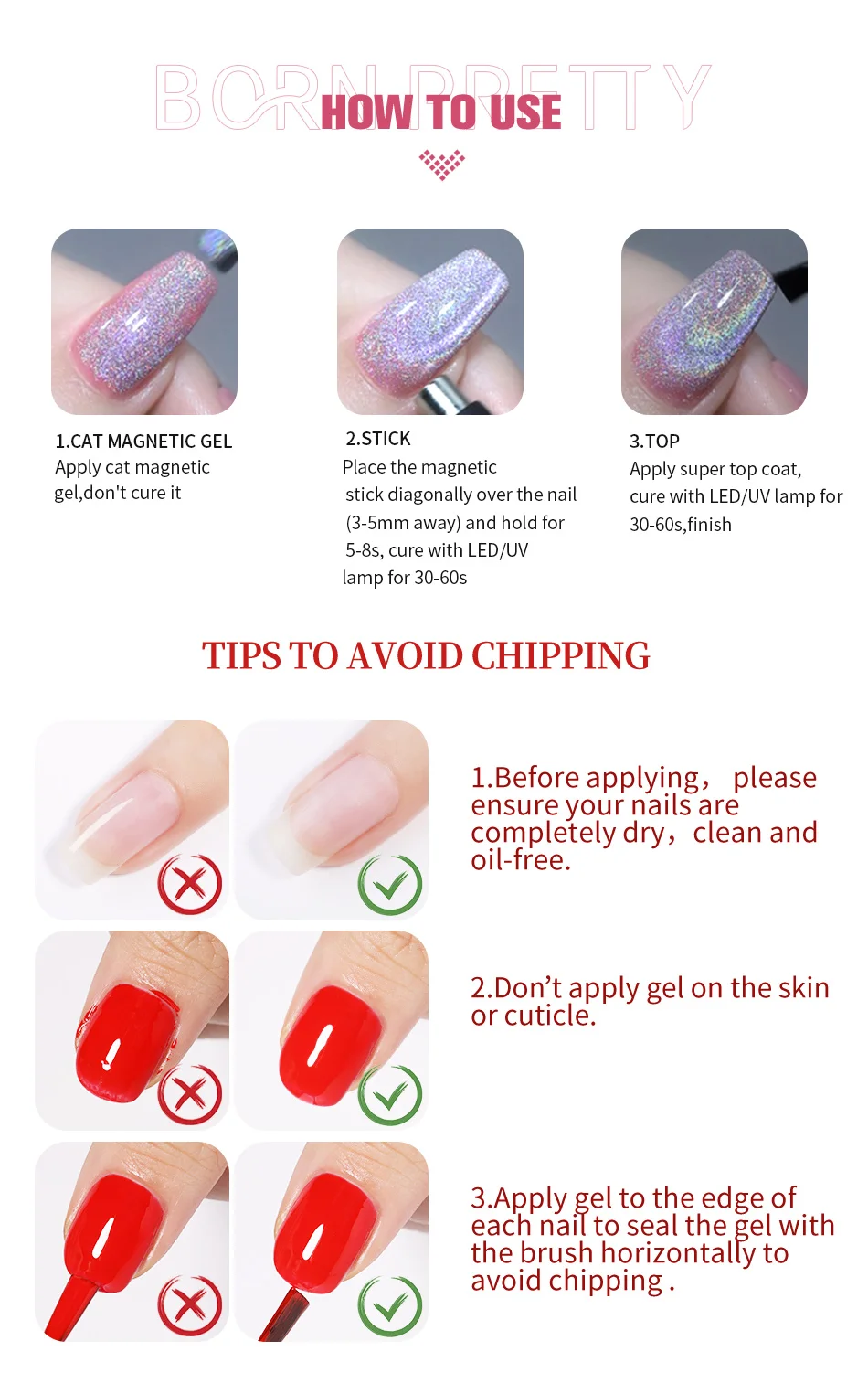 BORN PRETTY 10 ml Katze Magnetischer Gel Nagellack Mondlicht Glasperle Wasser Licht Kristall Soak Off UV Lack für DIY Nail Art – Detail 7