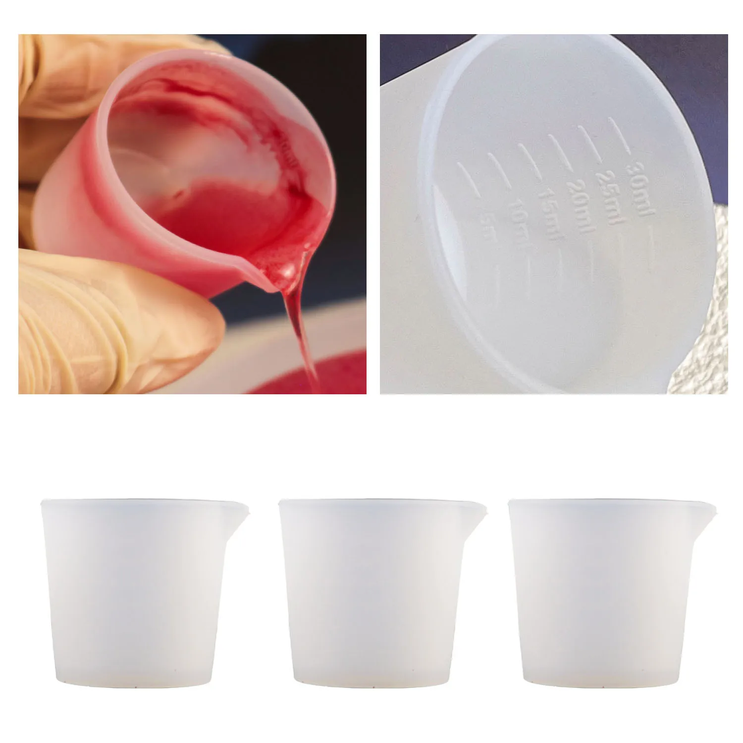 5PCS 30ML Measuring Cup With Clear Scales Silicone Resin Glue DIY Tool Jewelry Make Practical Good Grips Measuring Tools Art Kit