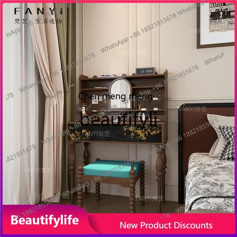 CC New Style Dressing Table Classical Solid Wood Makeup Table Integrated Against The Wall Desk Can Be Customized