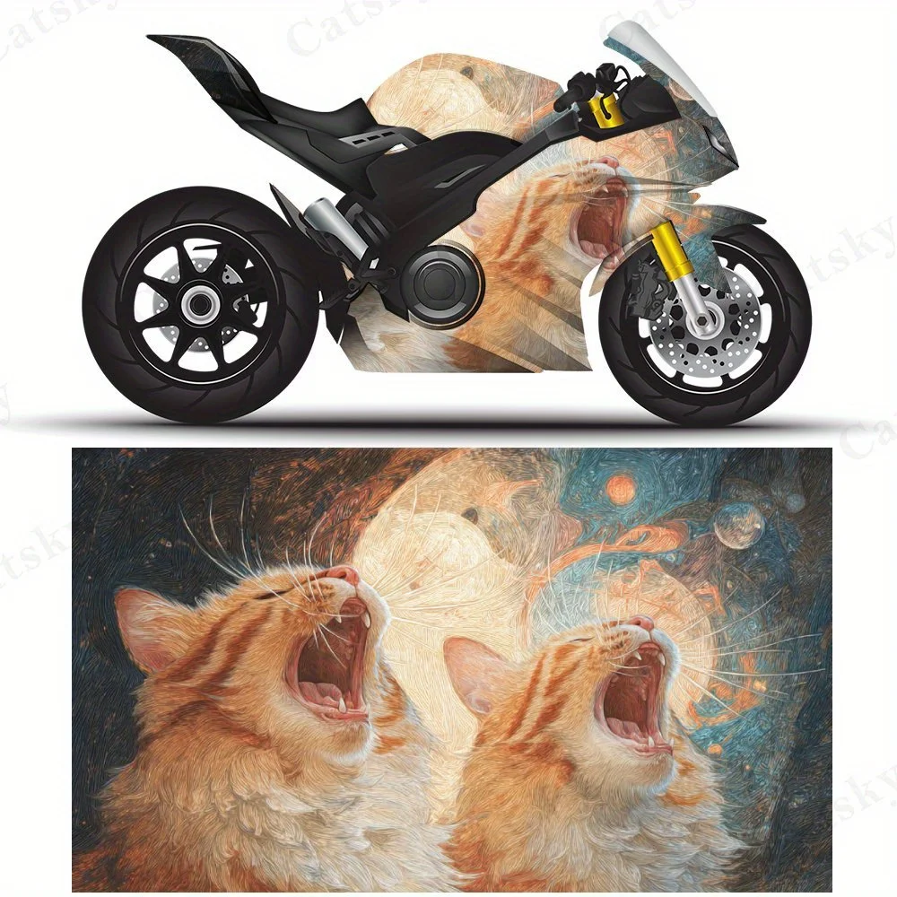

Наклейки на мотоциклетную пленку Roaring Cats Fantasy, прочные клейкие наклейки из ПВХ для индивидуальной настройки мотоцикла, устойчивые к атмосферным воздействиям защитные