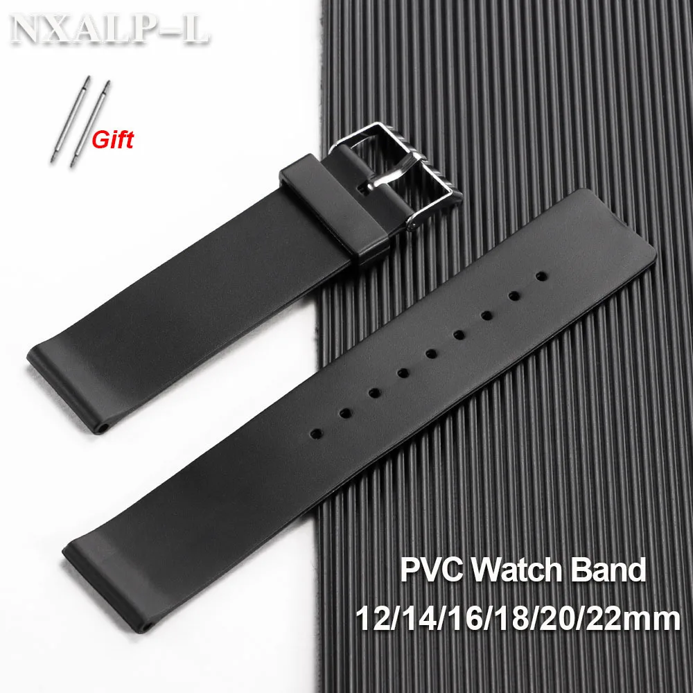 Universal-Uhrenarmband, 12 mm, 14 mm, 16 mm, 18 mm, 20 mm, 22 mm, ultradünnes PVC-Kunststoff-Armband, für Herren und Damen, Sport, wasserdichtes Ersatzarmband