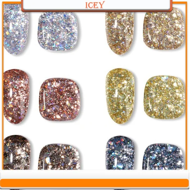 

Icey Beauty, 9 г, скобки для ногтей, искусственный клей для ногтей, блестящий лист, фототерапевтический клей для ногтей