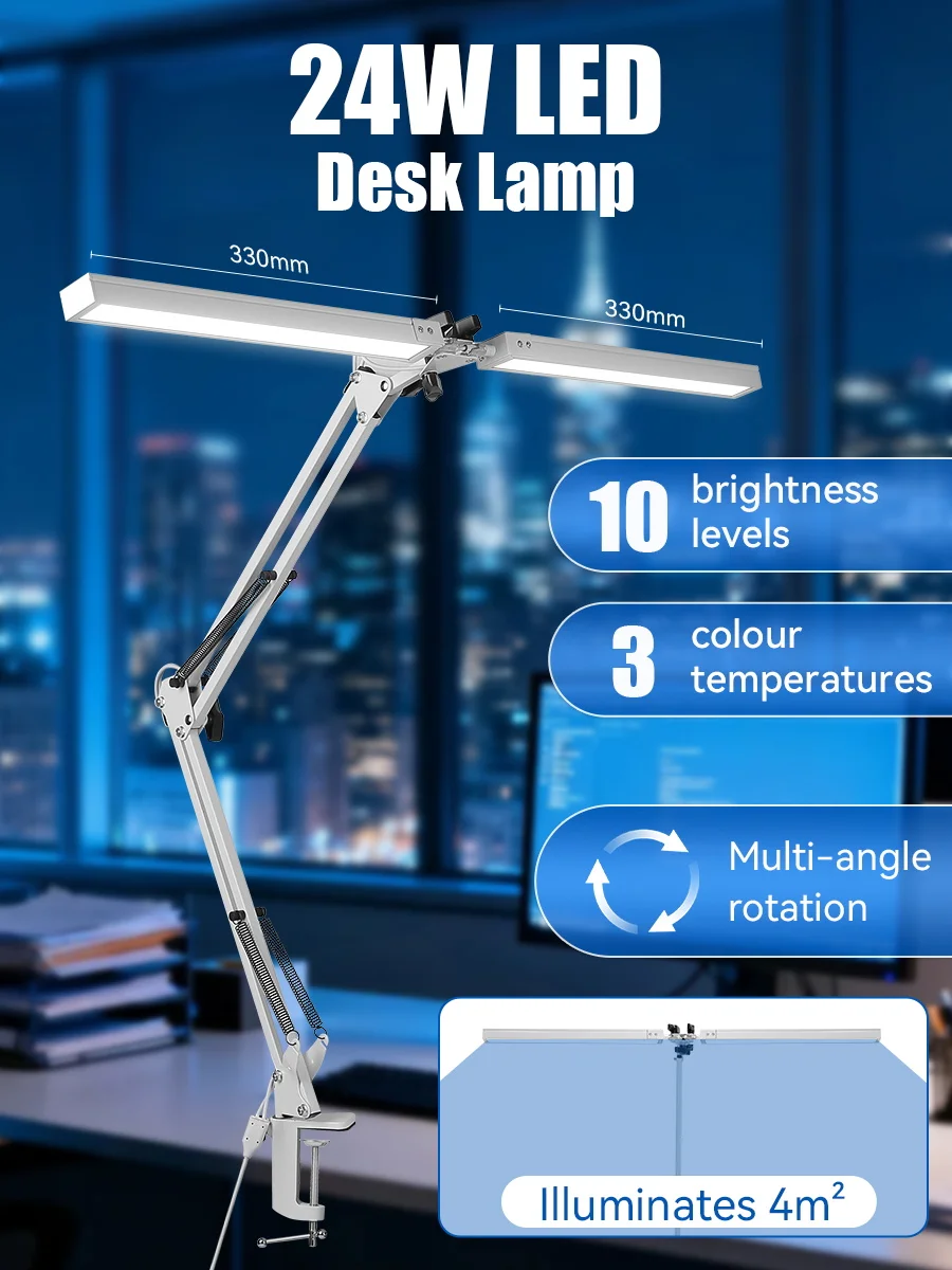 LED Desk Lamp 360 ° angle adjustment with3 colors dimming remote control Folding Reading Desk Lamp eye protection