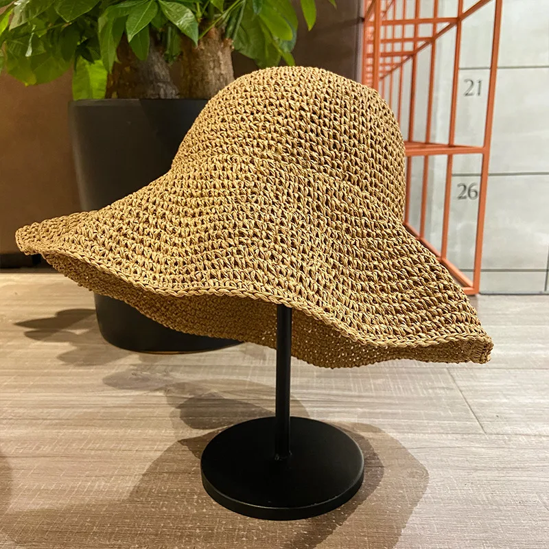 Straw Hats for Women Summer Sun Hat Panama Simple Girls Raffia Sun Hat Wide Brim Floppy Bucket Hat