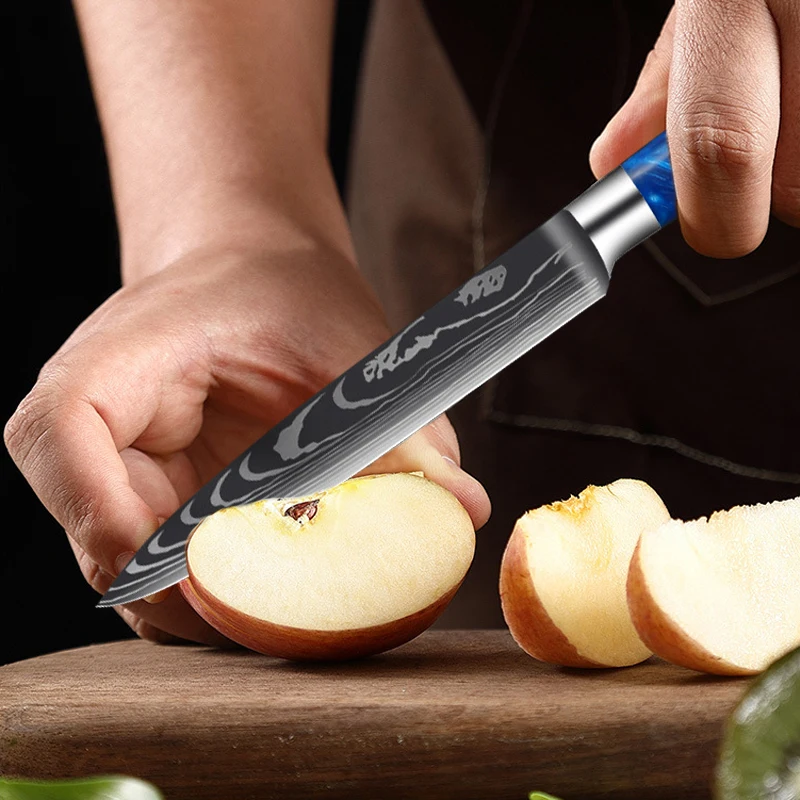 Kitchen Meat Fruit Knife 7Cr17Mov Stainless Steel Chef Utility Fish Knife Professional Butcher Cleaver Boning Knife Resin Handle