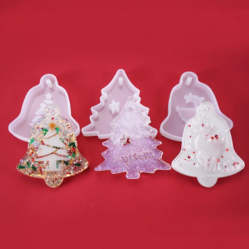 Diycrystal glue mold Christmas snowflake pendant listing Bell key buckle silicone mold