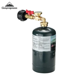 CAMPINGMOON Outdoor Camping Propane Bottle Inflation Joint With Ball Valve Pressure Gauge Brass Gas Cylinder QCC1 Adapter