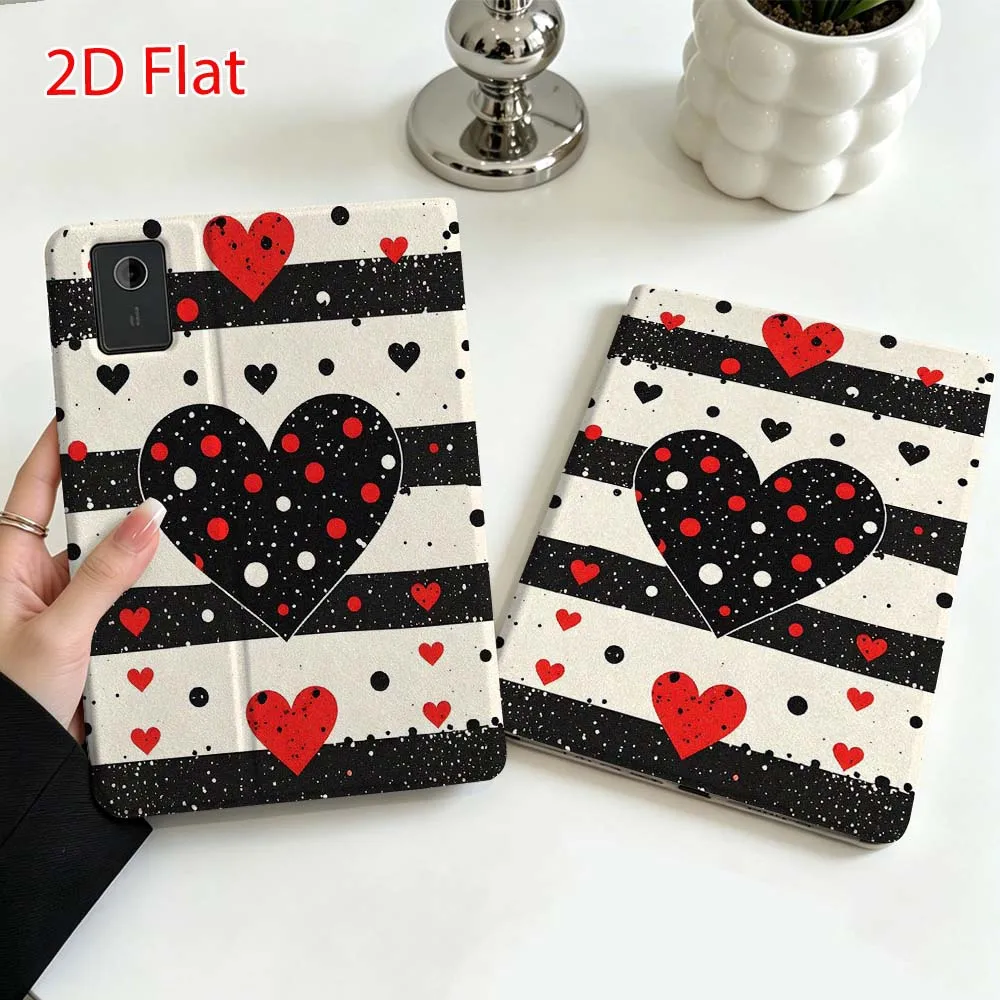 Black Red Love Pattern For Lenovo Xiaoxin Pad Pro Tab P12 P11 11 13 11.2 inch K11 Plus Pen Tray Tablet Case Soft