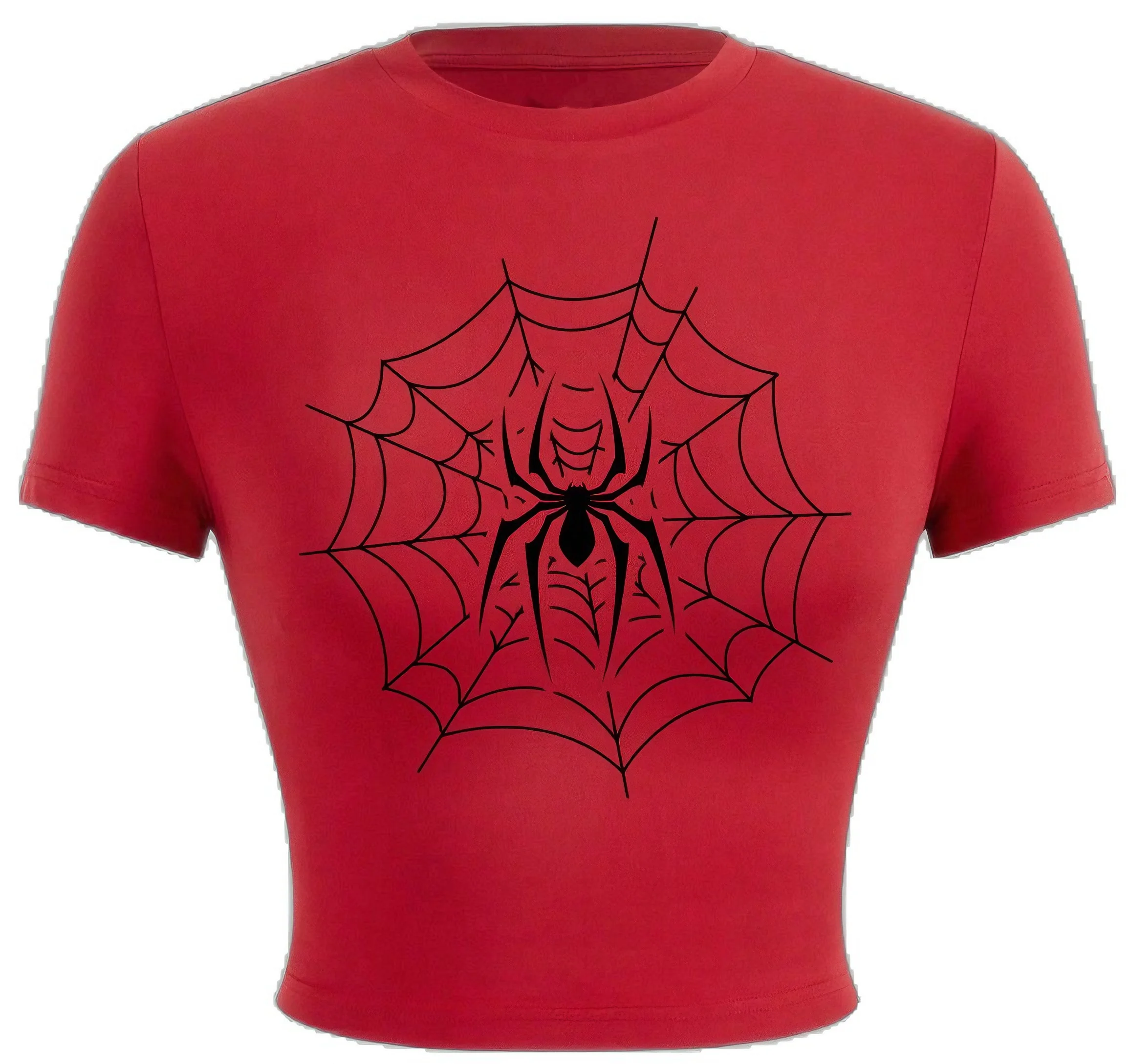 

Spider Man Graphic Crop Top T-Shirt Superhero Print Cute Trendy Casual Tee For Women Girls Outfit