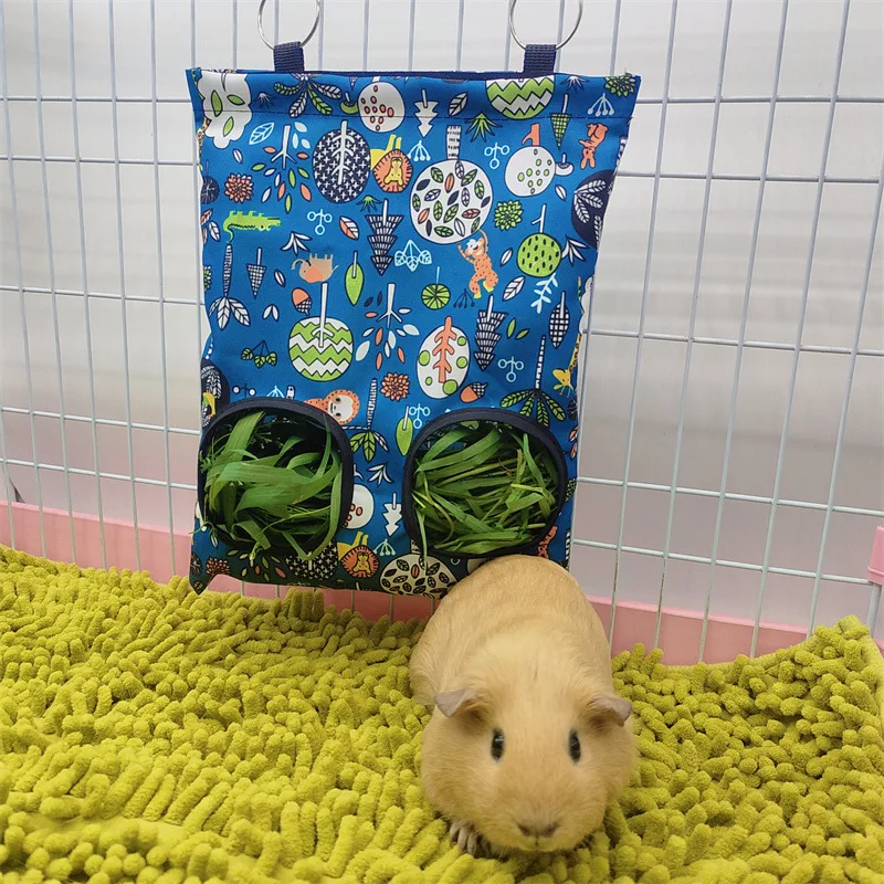 Hay Bag Hanging Pouch Feeder Holder Feeding Dispenser Container for Rabbit Guinea Pig Small Animals Pet Bunny Cage Accessories