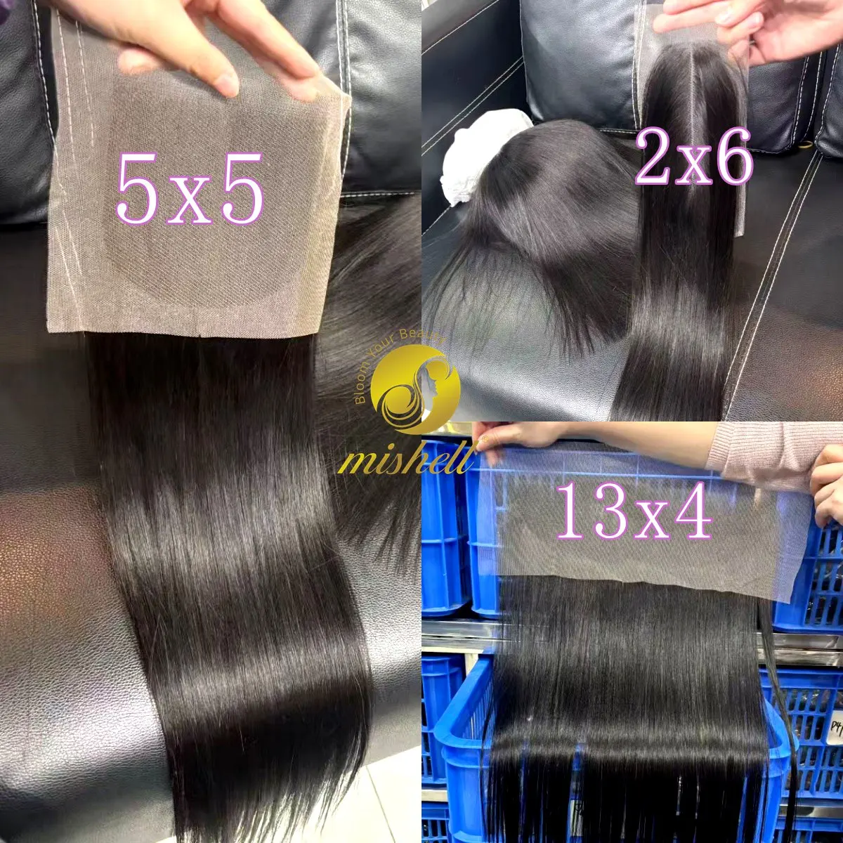 13X4 Straight Lace Frontal Only 4x4 5X5 Natural Lace Closure Pre Plucked Swiss Transparent Lace 100% Remy Human Hair for Women