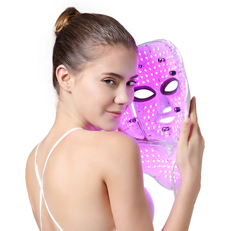 Facial LED Mask with Neck 7 Colors LED Photon Therapy Beauty Mask Skin Rejuvenation Anti Acne Face Lifting Firm Beauty Device