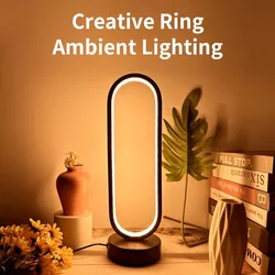 New Ring LED Desktop Decorative Lamp Letter G Table Lamp 3 Color Adjustable Bedroom Bedside Lamp Soft Light Stylish Night Lights