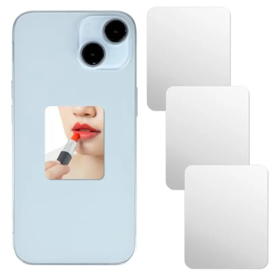 

3 PCS Rectangle Mirror Decal for Phone Case Back Acrylic Makeup Mirrors Stickers in Silver with Protective F Removal for Smartp