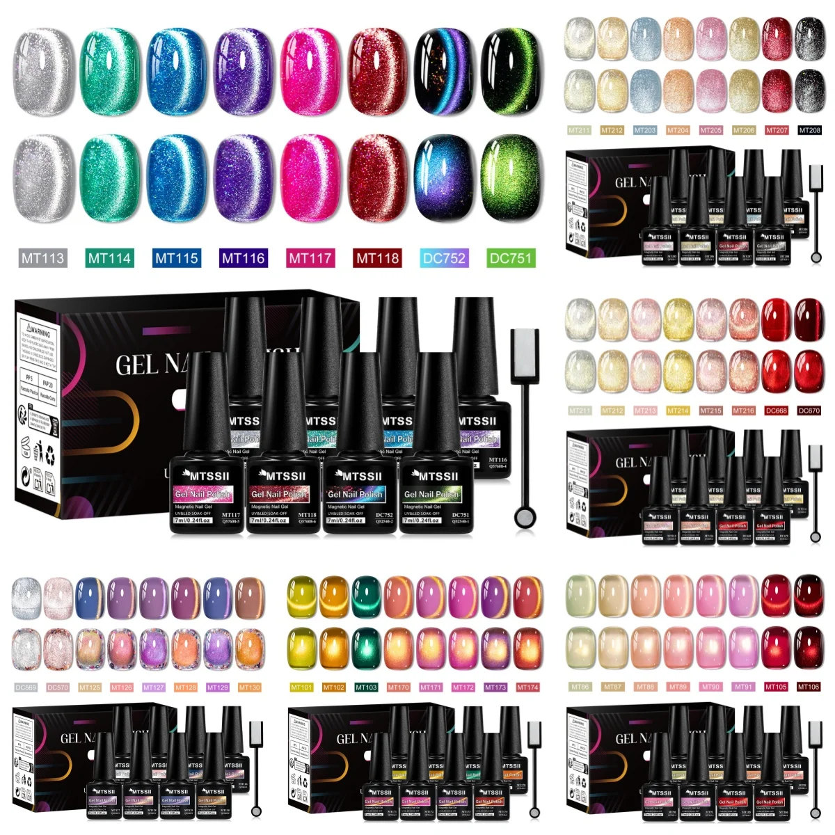 

9 шт., набор магнитных гель-лаков для ногтей с изображением кота и магнитной палочкой, блестящий эффект, полуперманентный замачиваемый УФ-гель-лак для дизайна ногтей «сделай сам»