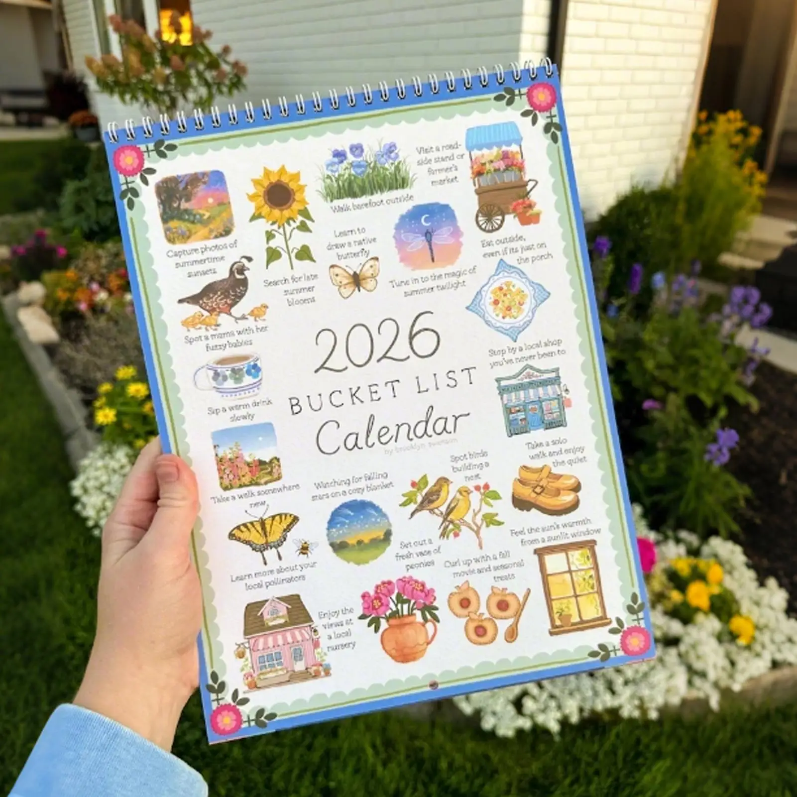 2026 Bucket List Calendar Notes Planning Colorful Wall Calendar Cartoon Pattern Wishes list Desktop Calendar Gifts