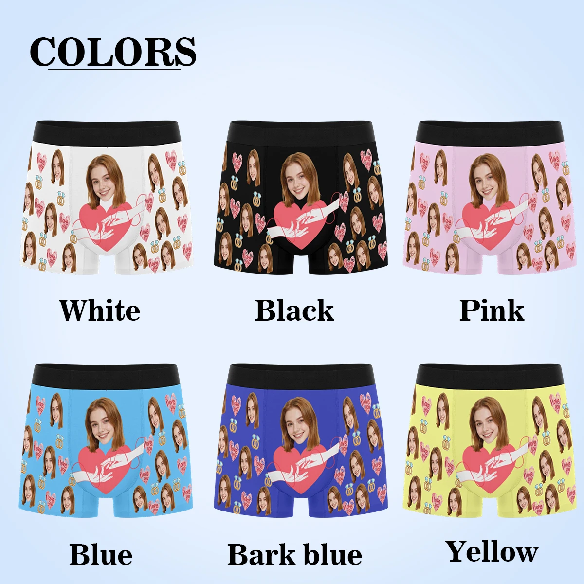 Personalized facial photos customized underwear  flat cornered men's Valentine's Day gift for husband  anniversary gift for fath