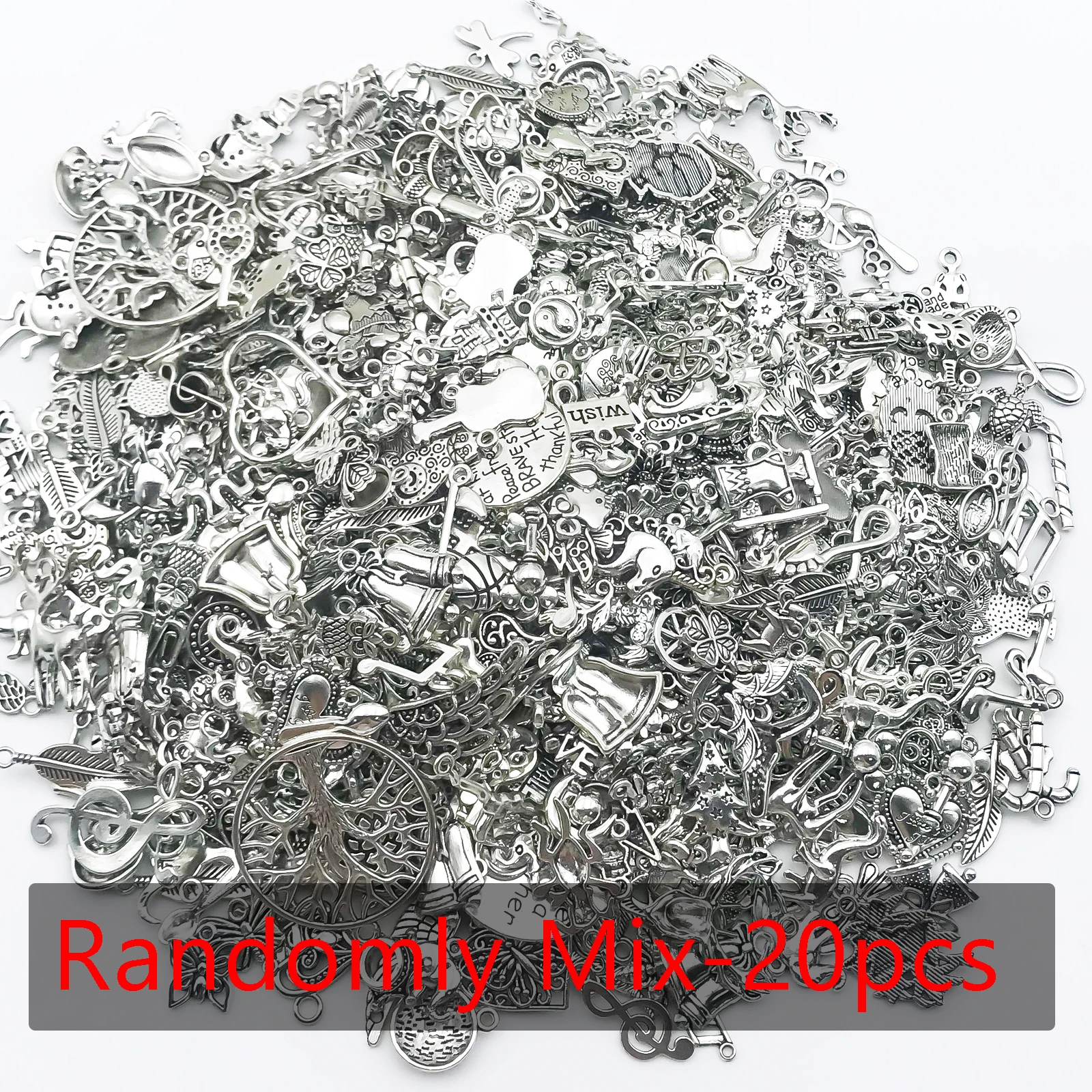 Zufällig gemischte 20/30/50 Stück Metalllegierung Charms Anhänger Perlen für handgefertigte DIY-Armbänder, Halsketten, Ohrringe, DIY-Schmuckherstellung