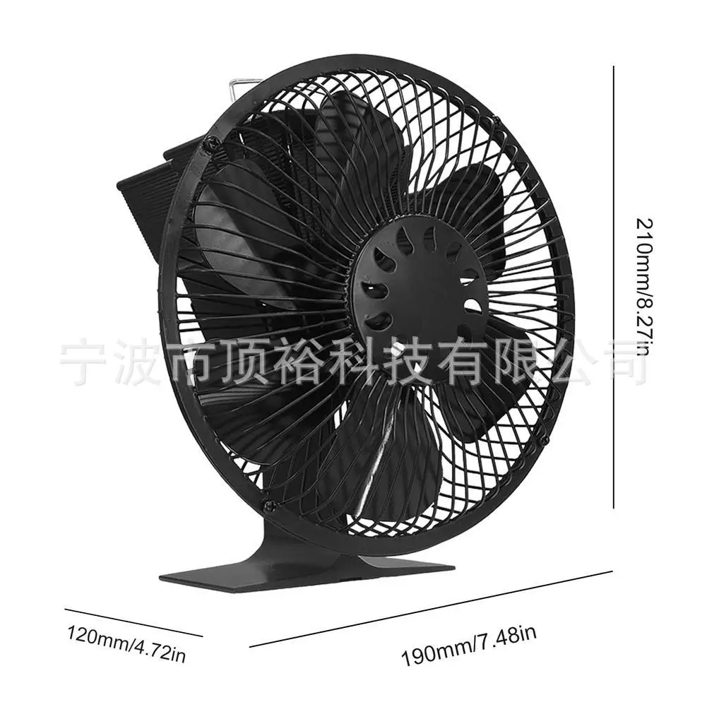 With Cover Stove Fan 6 Blades Fireplace Fan Heat Powered Log Wood Burner Eco Quiet Strong Wind Home Efficient Heat Distribution