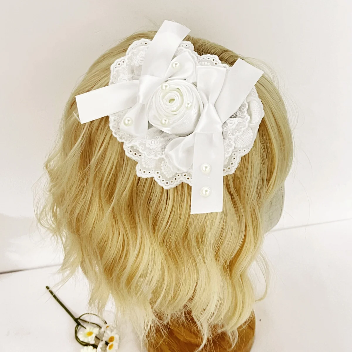 Forcina con fiocco in pizzo Rosa Ragazze Donne Dolce Lolita Forma d'amore Carino Cosplay Anime Copricapo Fascia per capelli Accessori Lolita