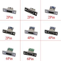 1-10Pcs Type-C USB Jack Socket With Fixing Plate 2Pin 4Pin 6Pin USB 3.1 Type C Female Welding Connector Charging Port