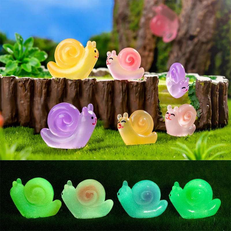 1Pcs Mini Snails Luminous Ornament Crafts Miniature Figures Tiny Snail Micro Landscape Home Decoration Accessories Gifts