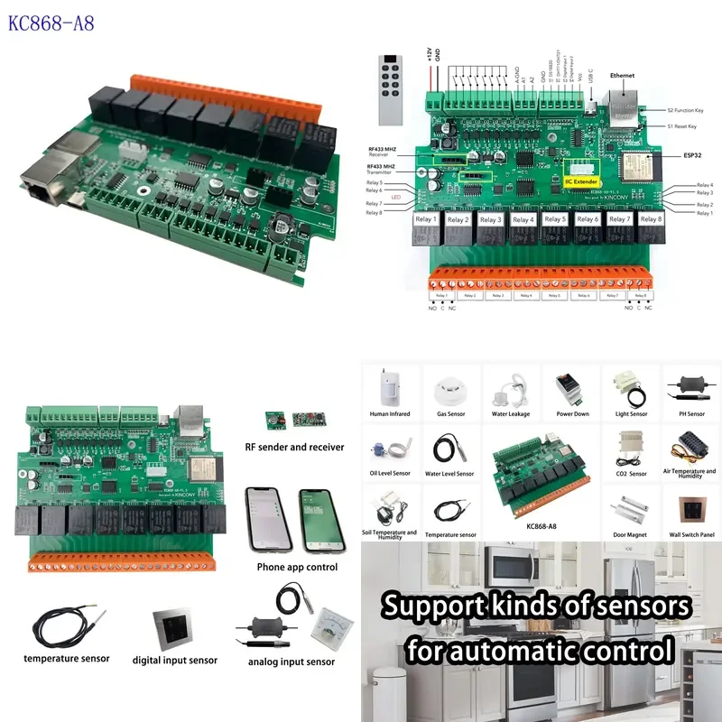 KC868-A8 Esp32 Relay Board W/E RS232 USB Relay Module ADC DAC 433M IDE for Home Assistant Smart MQTT