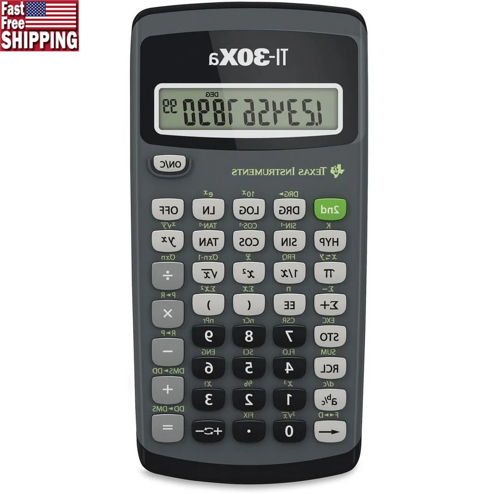 

TI-30XA Scientific Calculator High School Math and Science LCD Display Battery Operated Slide Case Approved SAT ACT AP Exams