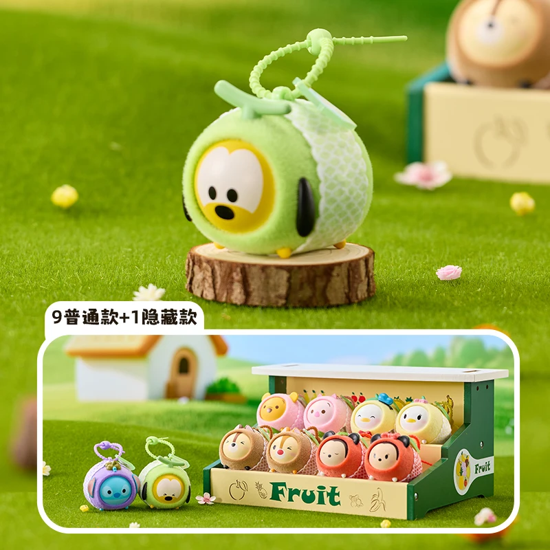 

Miniso Disney Characters Fruit Flocked Face Swap Blind Box Pendant Keychain Kawaii Mickey Stitch Winnie Figurine Decorate Gifts