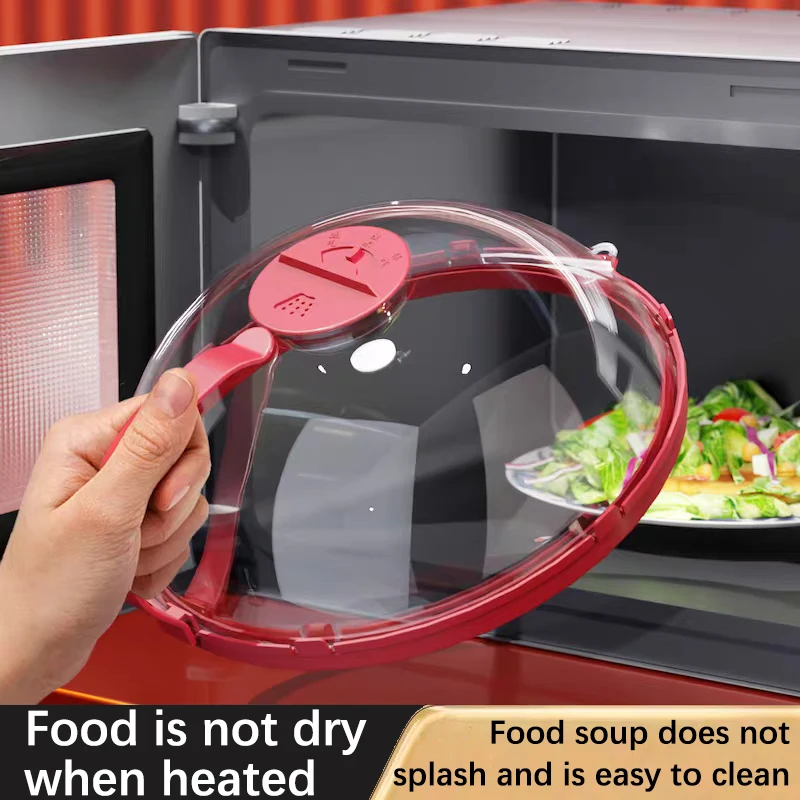 Microwave Splash-Proof Cover, Transparent, Reusable, Heat-Resistant Pp Plastic Food Cover, with Ergonomic Handle, Durable and Easy-To-Clean Design, Retains Steam, Practical Microwave Cover, Microwave Splash Guard, Kitchen Essentials, Modern Kitchen Supplies, Microwave Food Cover, Microwave Splash-Proof Plate Cover, Microwave Food Cover with Adjustable Vent, Splash-Proof Pot Cover, Bowl and Plate Cover, Kitchen Supplies