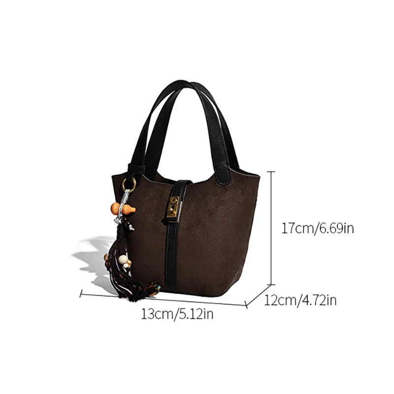 2025 Fall Winter New Faux Suede Market Handbag Unique Shoulder Crossbody Handheld Pack Women Chic Premium Casual Small Tote Bag