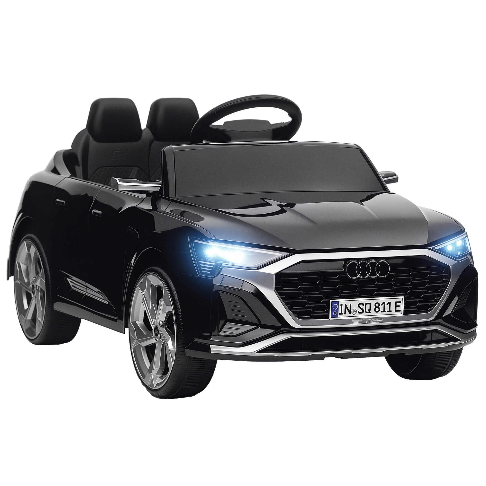 Aiyaplay Voiture Électrique pour Enfants Audi Q8 Etron Sportback avec Licence Télécommande Phares Klaxon et Musique Gris