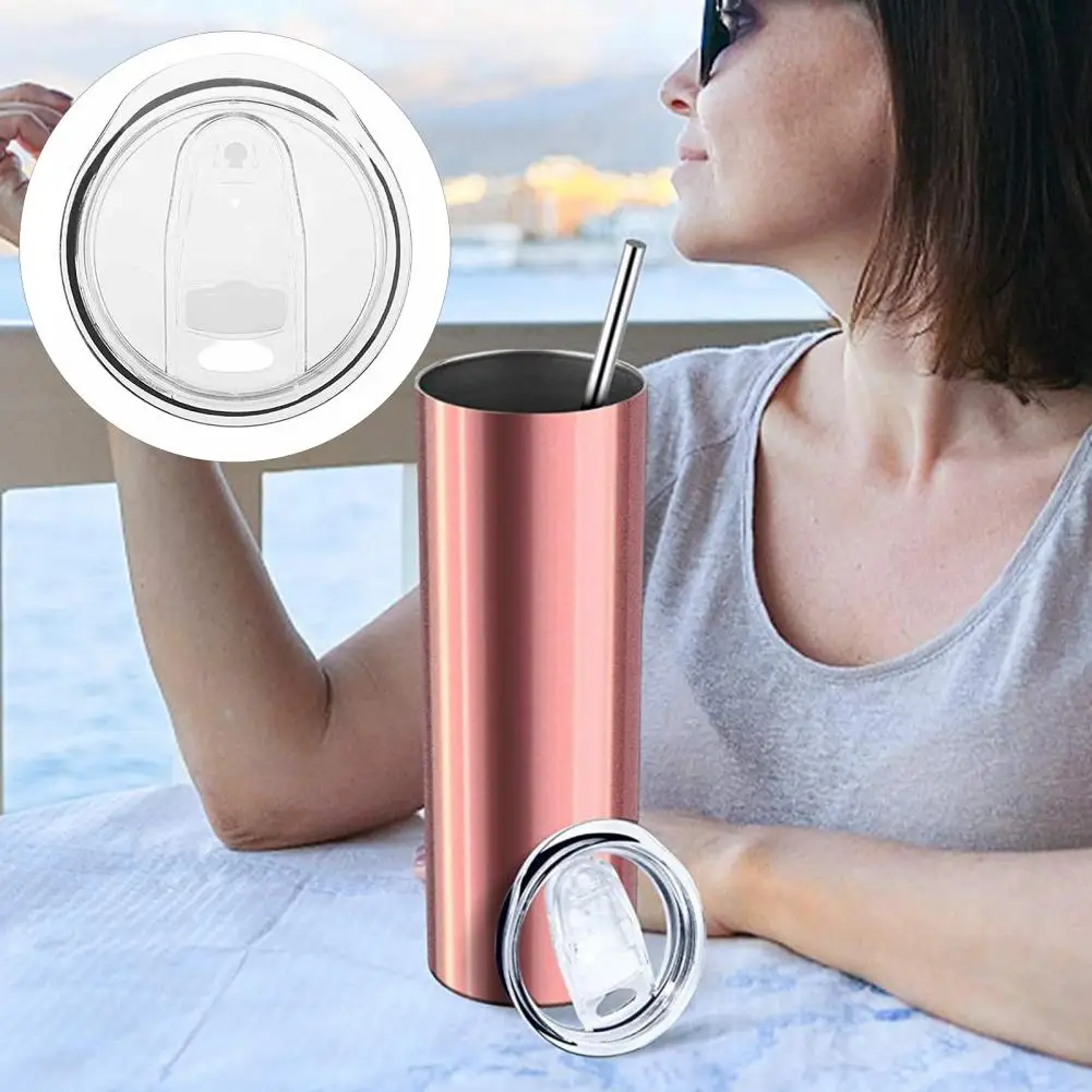 Straight Cup Lid  Long Lasting Splash Resistant 20oz Skinny Tumbler Cover  Straw Hole Cup Lid Крышка Барабана 롤러 뚜껑