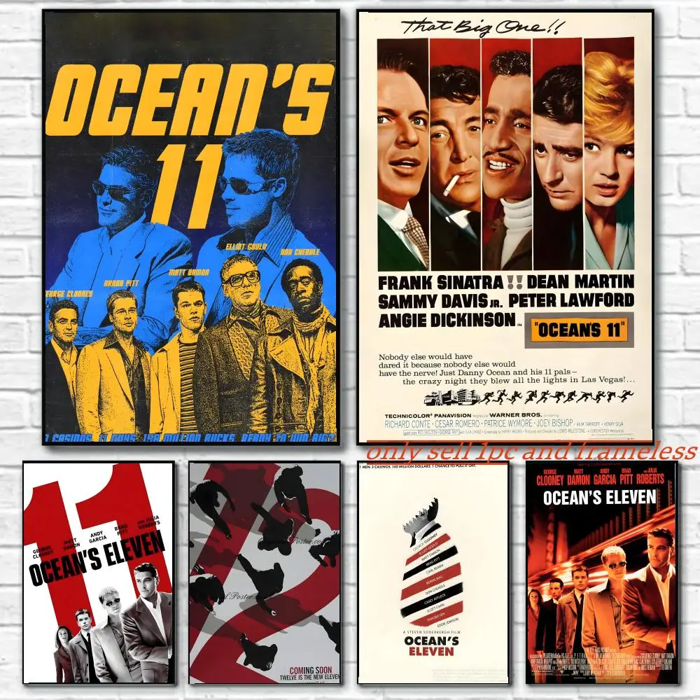 Classic Crime film O-Ocean's Eleven Poster Wall art poster paintings are suitable for clubs living rooms and bedroom